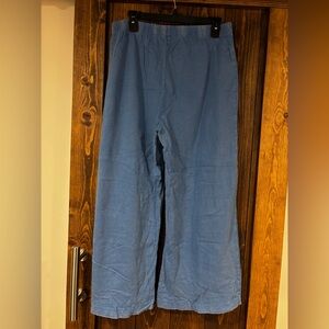 Z Supply Washed Denim-look Cotton Jersey Wide Leg Crop Pull On Pants Large